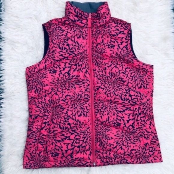 Lands End Floral Down Blend Puffer Vest - Picture 1 of 6